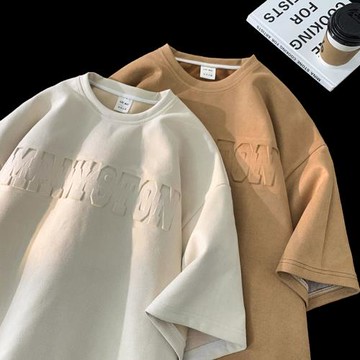短袖男夏季美式復古重磅t恤設計感字母印花半袖體恤oversize上衣