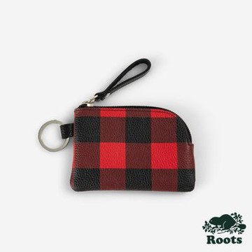 Roots 小皮件- PARK PLAID 拉鍊零錢包-紅色