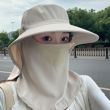 帽子全方位防曬遮臉一體護頸戶外太陽帽夏季面罩遮陽帽紫外線女夏
