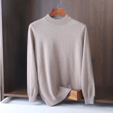 秋冬羊毛男士半高領針織衫寬松薄款純色百搭針織套頭衫商務休閑
