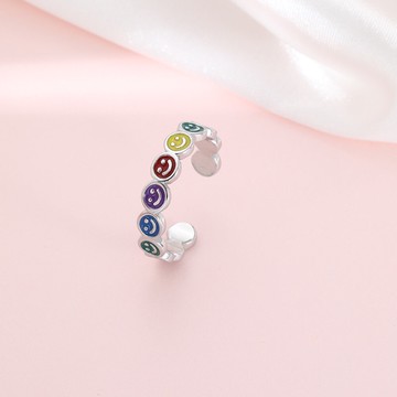 彩色微笑戒指 N29 可調式戒指 可調戒指  日韓流行時尚戒指 甜美繽紛彩虹微笑戒指 可調整開口戒指 笑臉色彩戒指