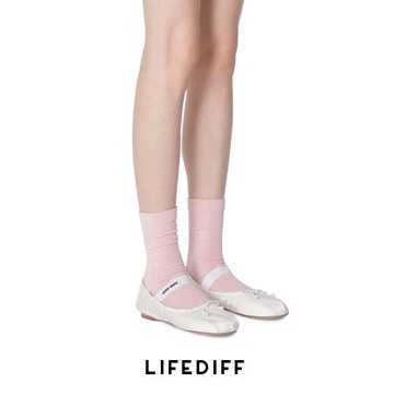 女純棉中筒襪秋冬堆堆襪子夏季彩色長襪芭蕾風松口粉色月子襪無骨