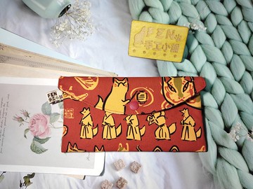日本限量牛津布狐狸神社布紅包袋-單層款布紅包袋-手作萬用存摺袋