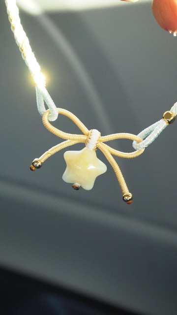 寶淇 -  暖星-星星蝴蝶結手繩/寵物繩 - 天然A貨翡翠