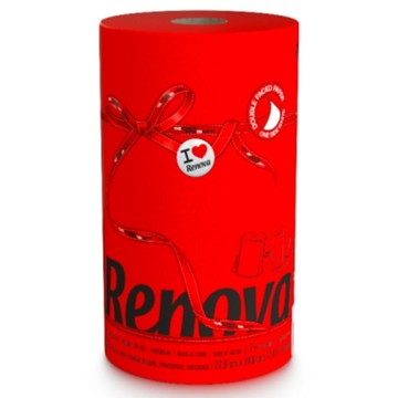 RENOVA 彩色廚房用紙巾_紅色(120張/捲X10組/箱)