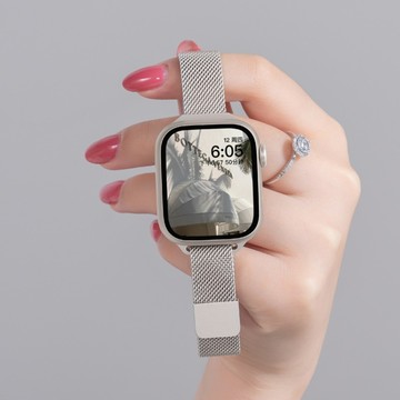 細款米蘭錶帶 適用 Apple Watch S10 S9 磁吸錶帶 8 7 6 5 SE 金屬錶帶 44/45/46mm