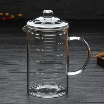 加厚帶刻度的耐熱玻璃量杯可微波爐加熱帶把大容量牛奶杯1000毫升