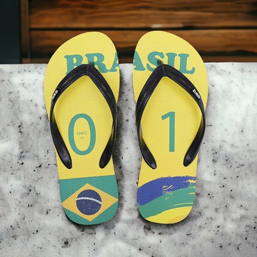 男款國家隊足球紀念夾腳拖鞋 防滑防水人字拖巴西