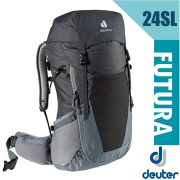 【Deuter】Futura 24SL 輕量網架式透氣背包(附原廠防水背包套)/3400521 黑/水藍