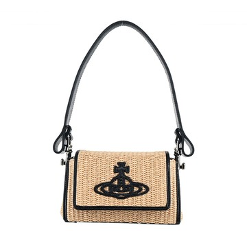 Vivienne Westwood  Hazel藤編肩背/斜背兩用包-小/卡其