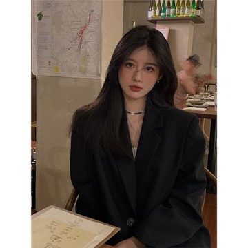 黑色西裝外套女2025新款春秋小個子今年流行高級感炸街休閑小西服