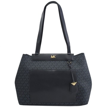 MICHAEL KORS MEREDITH 經典印花拼接肩背托特包(深藍)