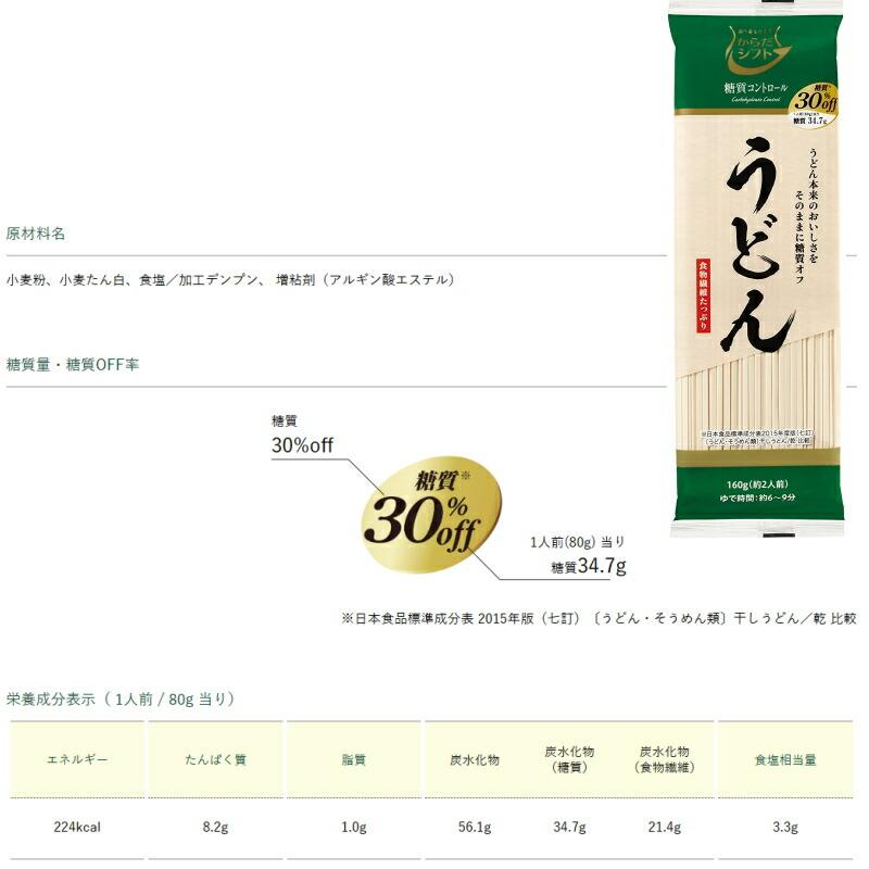 からだシフト　糖質コントロール　うどん／そば　160g　選べる２個　（メール便）　糖質オフ　低糖質めん『ゆうパケット2送料無料』