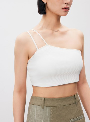 短版單肩帶彈性內搭Bra Top