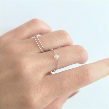 │輕奢│天然石 • 鏈戒 • 純銀戒指 • 單只