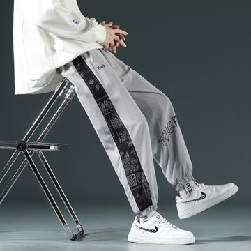 運動褲男夏季潮流寬松休閑九分褲美式復古束腳哈倫褲男士薄款褲子