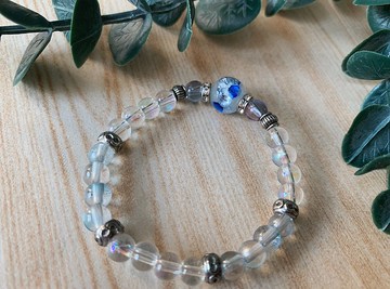 【琉璃系列】日式淺藍銀箔琉璃珠手鍊