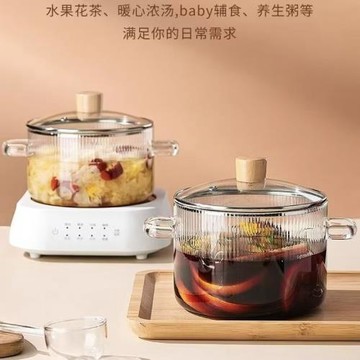 高硼硅小熊鍋家用雙耳玻璃湯鍋煲湯大容量耐高溫燉鍋帶蓋泡面鍋碗