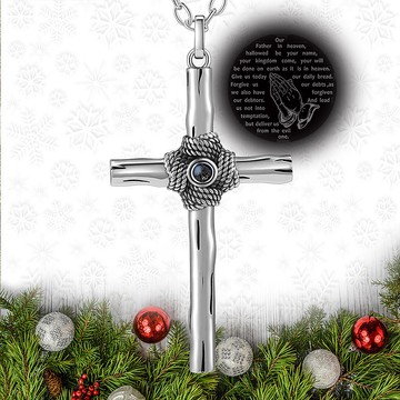 Crucifix不鏽鋼繩結原木十字架 客製化禮物