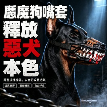 ⌛️2026TK新款⌛️ 惡魔狗嘴套 怪獸牙齒狗狗頭套 搞怪骷髏牙 寵物頭套 惡犬口罩防咬防叫 遛狗大型犬萬聖節整蠱神器