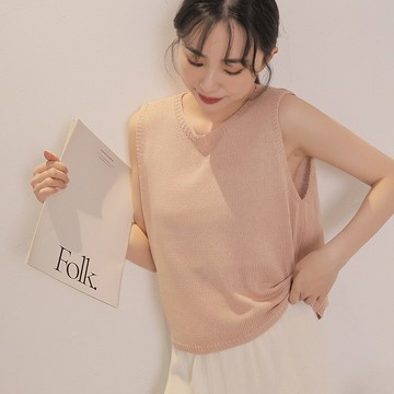 日常素雅針織背心-粉【KT222947】