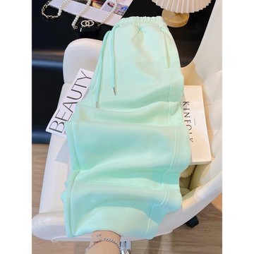 薄荷綠運動褲女秋冬2025年新款寬松束腳休閑哈倫小個子加絨衛褲潮