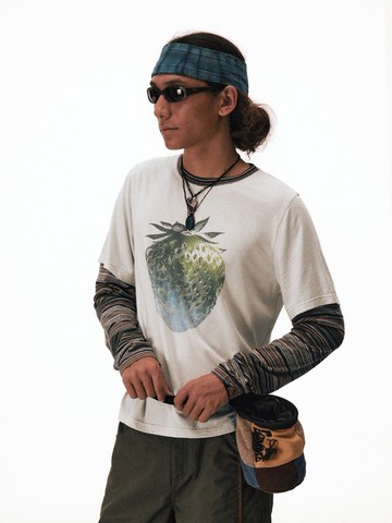 野草莓 / 假兩件短袖T恤