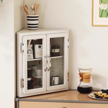 防塵收納柜餐邊柜水吧臺轉角咖啡豆用品展示柜家用桌面三角置物架