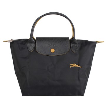 LONGCHAMP  LE PLIAGE小馬logo短把尼龍手提包/灰S