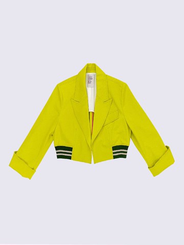 Cropped Cotton Knit Jacket [Mustard]