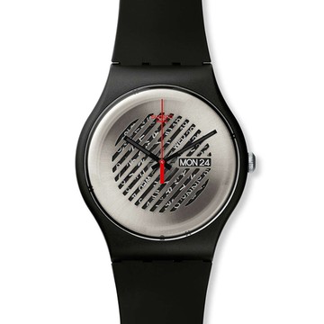 Swatch  時尚斜紋透視時光石英腕錶   SUOB713