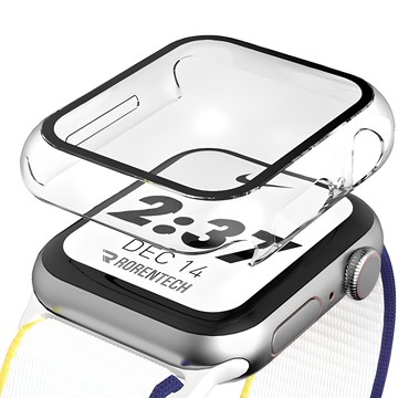 Rorentech 蘋果手錶 全包覆式鋼化玻璃螢幕保護殼 40mm  Apple Watch SE2/SE/6/5/4(40mm)  透明  1個