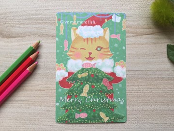 塔克家族-聖誕貓明信片\ Meteor Studio手感設計