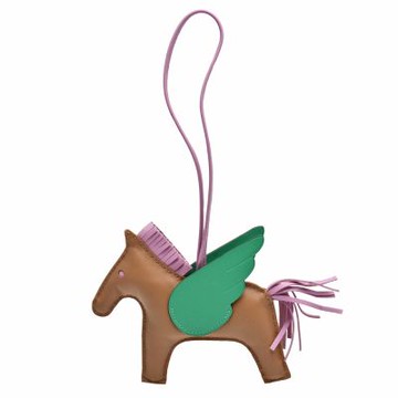 HERMES  RODEO飛馬造型小羊皮鑰匙圈/吊飾(中-淺棕/粉/綠色)