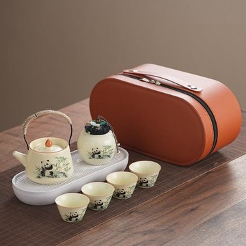 熊貓茶具套裝簡約泡茶杯輕奢公司年會伴手禮定印logo節慶套裝