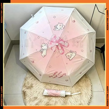 新款發售貓咪全自動雨傘女晴雨兩用摺疊防曬黑膠太陽傘