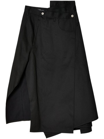 Junya Watanabe - asymmetric high-waist midi skirt - women - Polyester/Cotton - L - Black