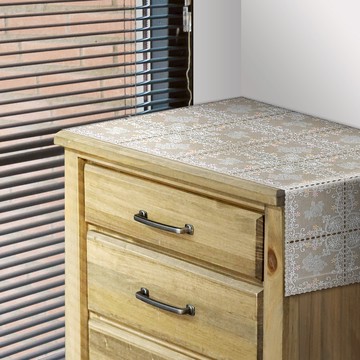 Meiwa 裁切短茶几桌巾 方格玫瑰 寬40cm