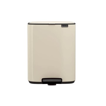 Brabantia Bo系列方型腳踏式垃圾桶12L-月牙白
