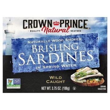 Crown Prince Natural, 布裡斯林沙丁魚，泉水，3.75 盎司（106 克）