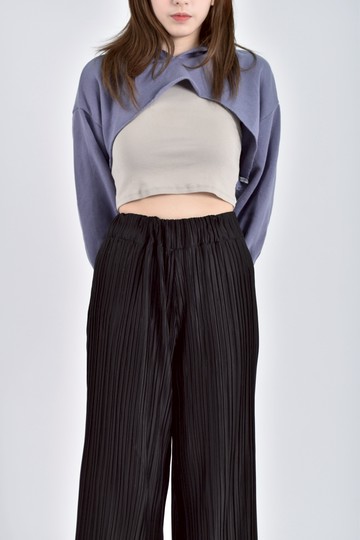 (F) 質感內刷毛連帽藍色長袖上衣