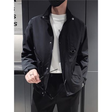 痞帥男士外套春秋季潮牌高級感休閑百搭2023新款修身立領工裝夾克