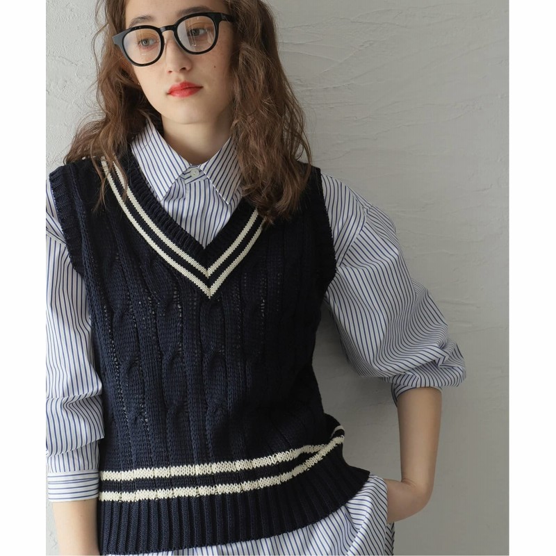Charlotte チルデンニットベスト レディース ネイビー 通販 Lineポイント最大get Lineショッピング