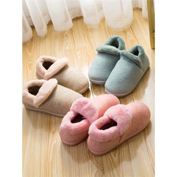 清倉特價冬季加絨加厚保暖針織毛絨純棉室內防滑居家鞋月子包跟鞋