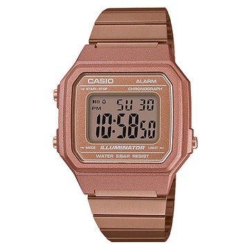 送禮首選★【CASIO】時尚復古文青風大型數字不鏽鋼錶-玫瑰金(B-650WC-5A)  附提袋【全館滿額折價★APP下單點數4倍送】線上購買享_實體門市同步服務