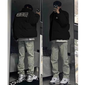 vibe高街潮牌休閑秋冬美式棉服男立領痞帥復古百搭設計感棉衣外套-貼心家居