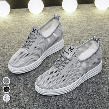 【韓國K.W.】Y7998新品頂極甜美完美拼接透氣舒適不累腳隱形增高鞋(運動鞋/休閒鞋/厚底鞋)