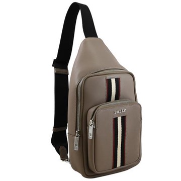 BALLY 6307875 HARREY 浮雕LOGO織帶單肩/斜背胸口包.大象灰