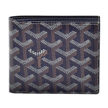 GOYARD 經典滿版LOGO手工帆布摺疊短夾(藍色)