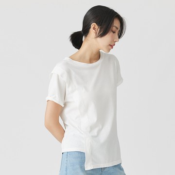 簡單不簡單造型圓領TEE(米白)-女
